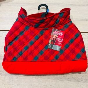 Coleman Pet Puffer Jacket Dog Fleece Lined Red Green Plaid NWT Christmas pajama